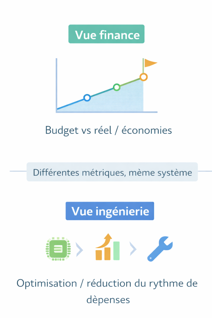 Deux niveaux de pilotage : Finance vs. Engineering